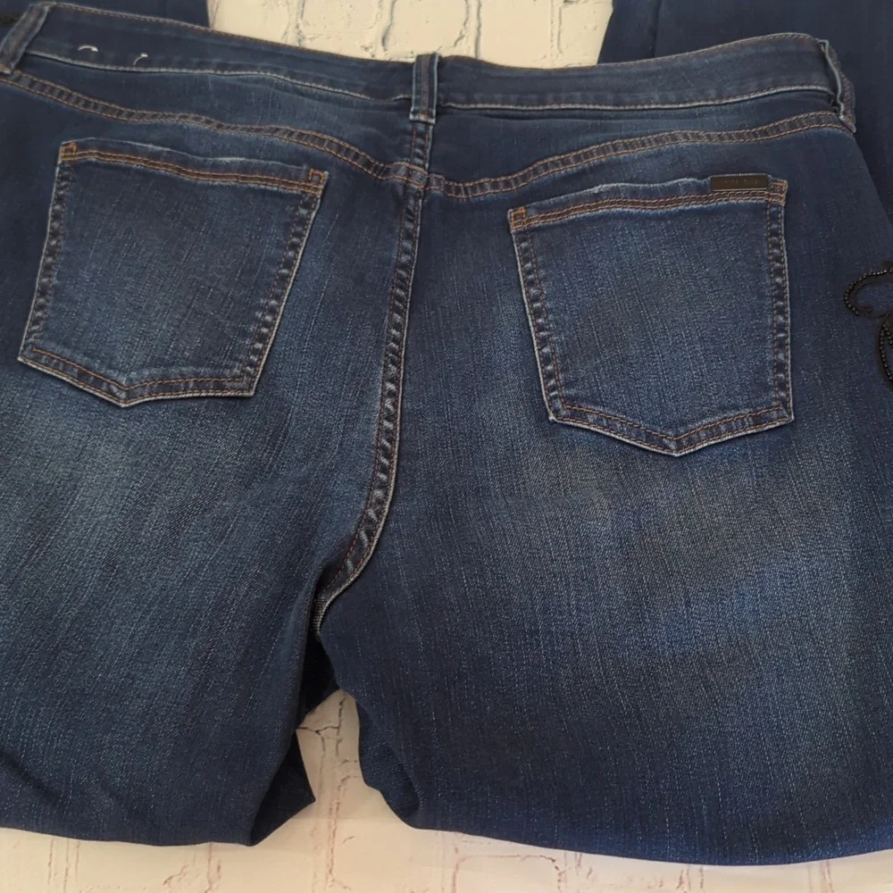 WHBM THE SKINNY Women's Blue With Black Embelishment Jeans Size 16W